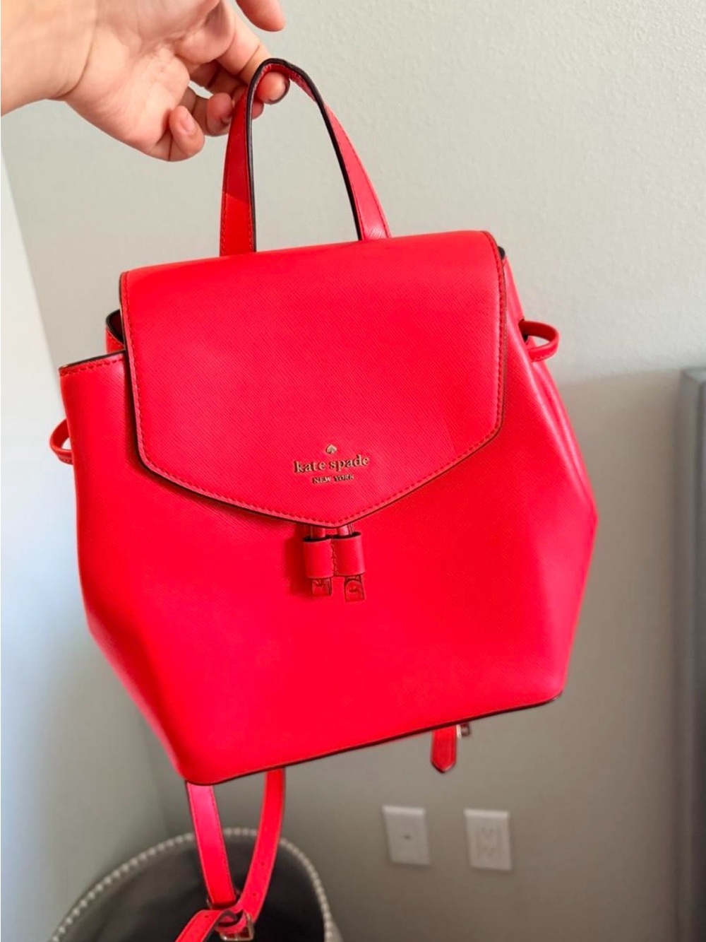 kate spade Bright Red Saffiano Leather Backpack